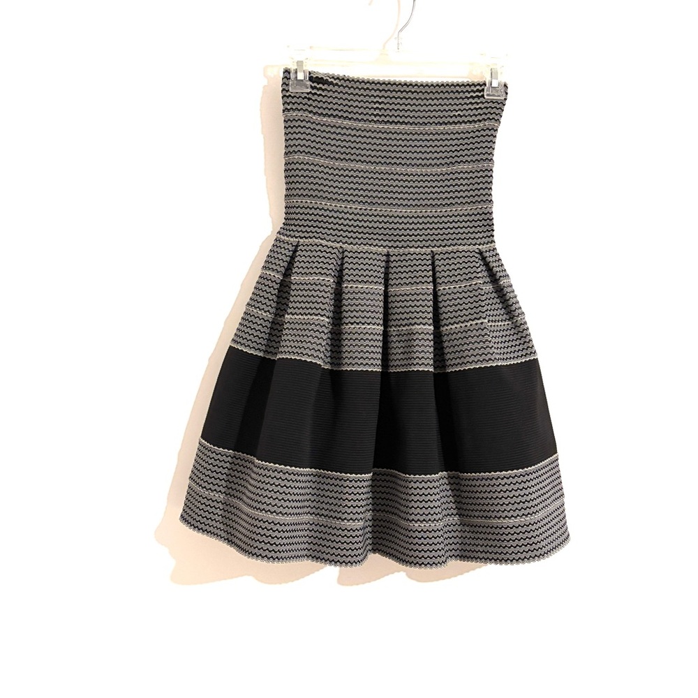 Pleasure Doing Business Size S Black/Cream Twee Striped Semi Formal Halter Dress